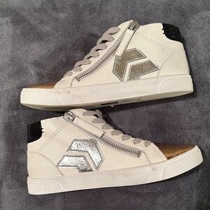 Dolce Vita Women's High-Top Sneakers in Cream and Silver